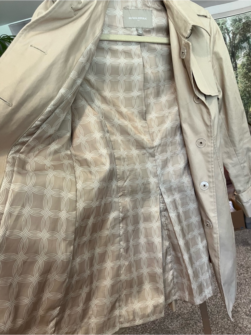 Banana Republic Light Beige Double-Breasted Trench Coat - Picture 5 of 7